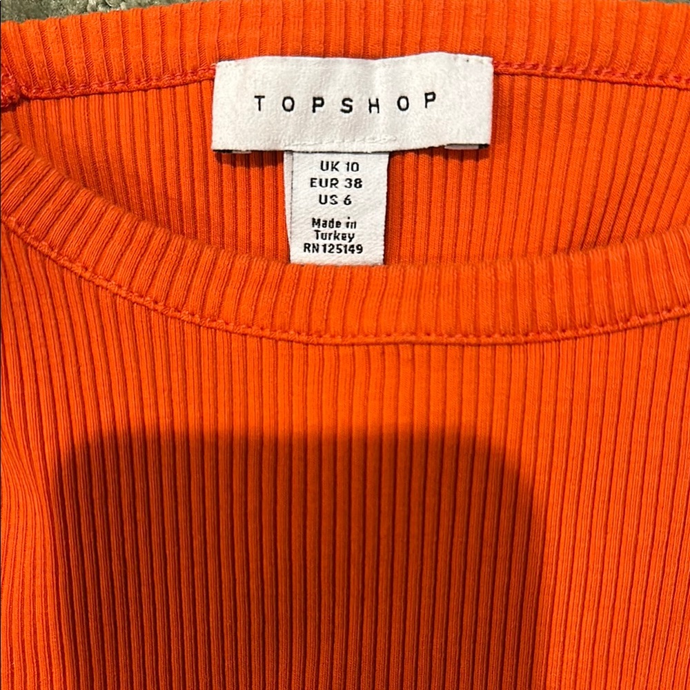 Orange Ribbed Crop Top - Picture 3 of 3